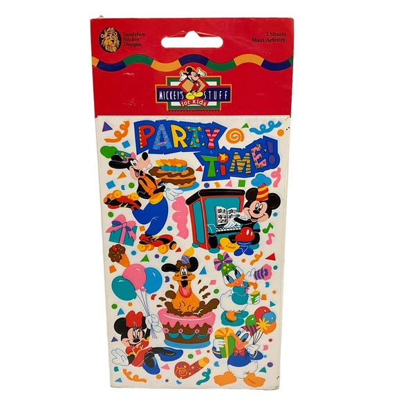 Vintage Sandylion Disney Mickey's Stuff For Kids Party Time Sticker Sheets NEW - Picture 1 of 5